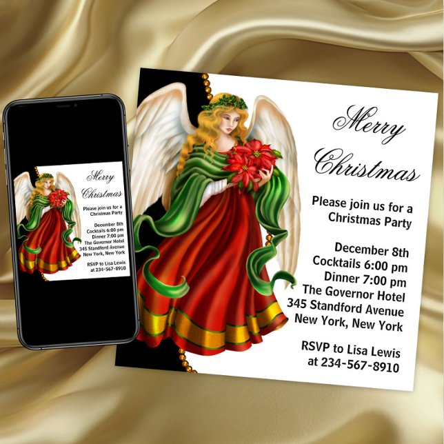 Christmas Angel Christmas Party Invitation (Angel Christmas party invitation. Any occasion. Download and printed available. )