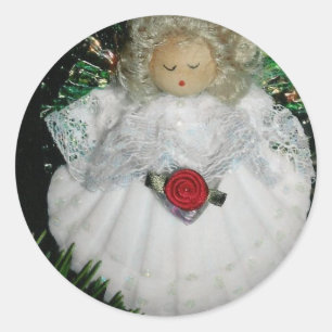 Christmas angel classic round sticker