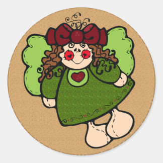 christmas angel classic round sticker