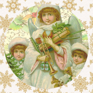 Christmas Angel Classic Round Sticker