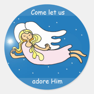 Christmas angel classic round sticker