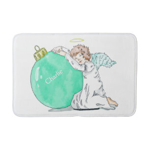 Christmas Angel custom name bath mats