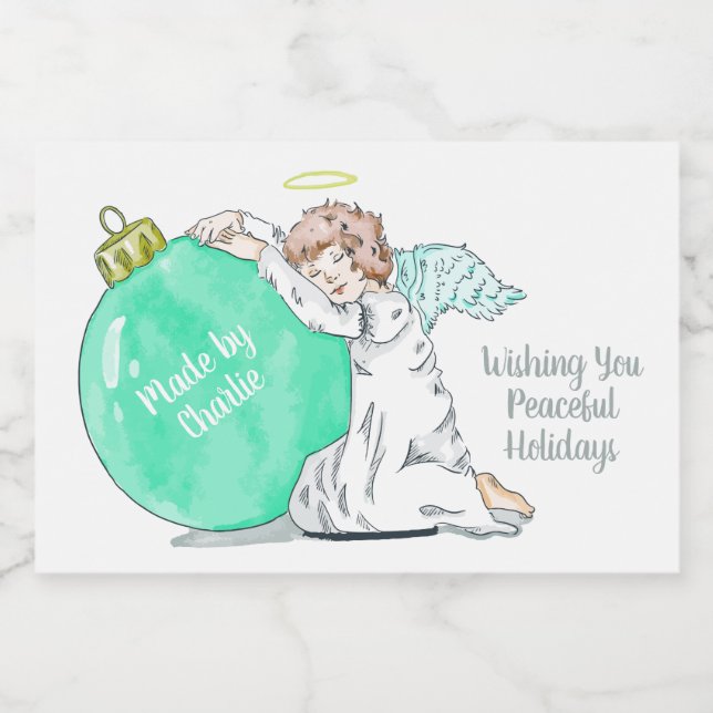 Christmas Angel custom text food labels (Single Label)