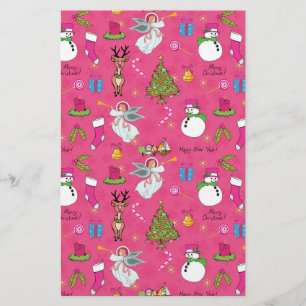 Christmas angel,deer and snowman stationery