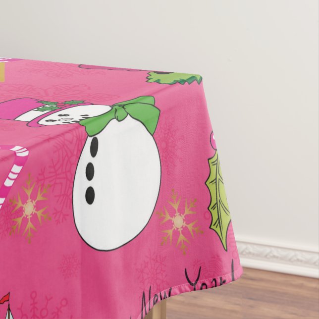 Christmas angel,deer and snowman tablecloth (In Situ)