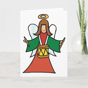 Christmas Angel Drummer Holiday Music Design Card