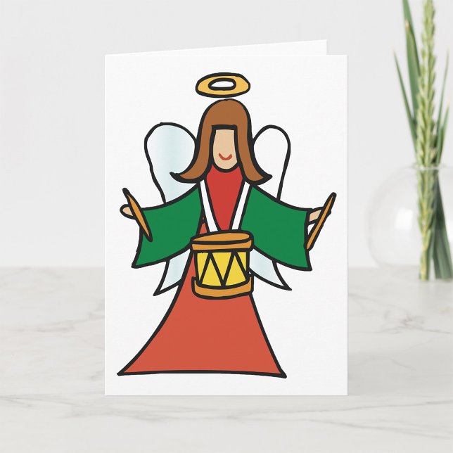 Christmas Angel Drummer Holiday Music Design  Card (Creator Uploaded)
