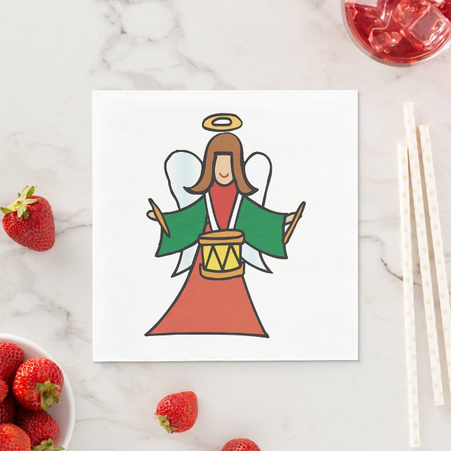 Christmas Angel Drummer Holiday Music Design  Napkin (Creator Uploaded)