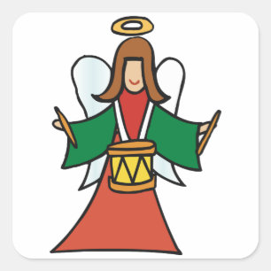 Christmas Angel Drummer Holiday Music Design  Square Sticker