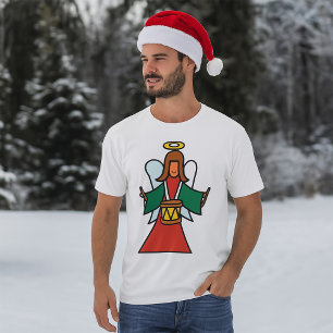 Christmas Angel Drummer Holiday Music Design  T-Shirt
