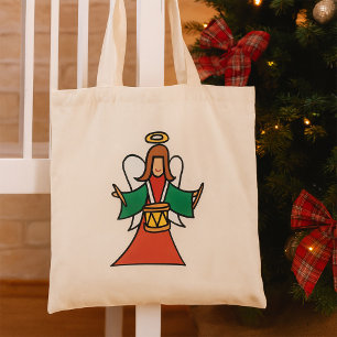 Christmas Angel Drummer Holiday Music Design  Tote Bag