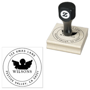Christmas Angel Festive Holiday Address Rubber Stamp