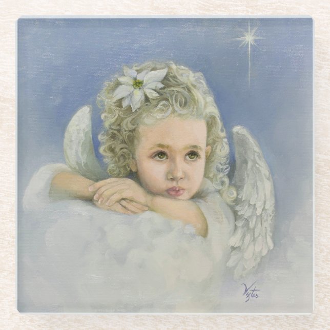 Christmas Angel Glass Coaster (Front)