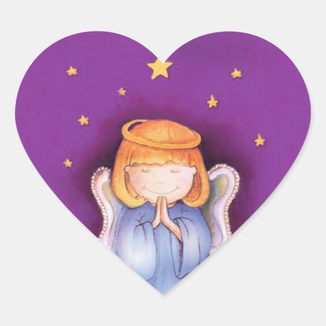 Christmas angel heart purple sticker (Front)