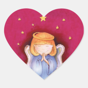 Christmas angel heart red sticker