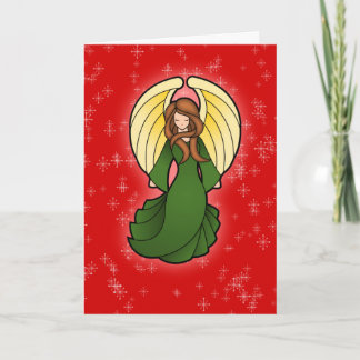 Christmas Angel in Green Holiday Card
