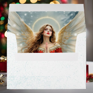 Christmas Angel in Snow Custom Addresses Envelope