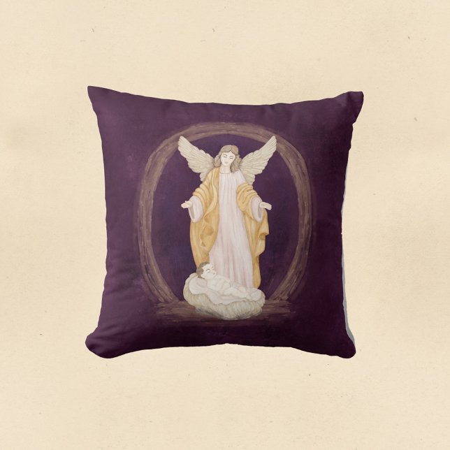 Christmas Angel Jesus Religious Watercolor  Cushion (Creator Uploaded)