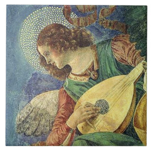 CHRISTMAS ANGEL MAKING MUSIC  CERAMIC TILE