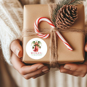 Christmas Angel Merry Christmas Typography  Classi Classic Round Sticker