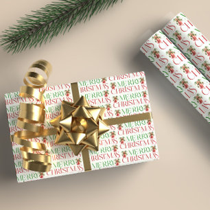 Christmas Angel Merry Fancy Christmas Typography Wrapping Paper