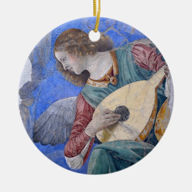 Christmas Angel Musician Melozzo da Forli Vatican  Ceramic Ornament (Front)