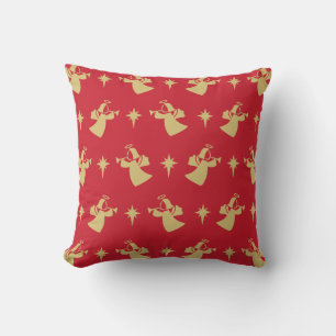 Christmas Angel Nativity Star Red Gold Cushion