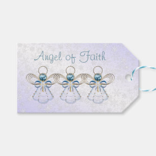 Christmas Angel of Faith Blue & Gold "To: From:" Gift Tags