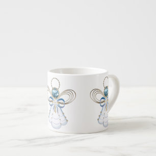 Christmas Angel of Faith Elegant Blue Gold Espresso Cup