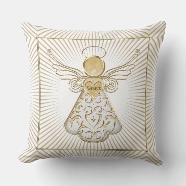 Christmas Angel of Grace Geometric Holiday Cushion (Front)