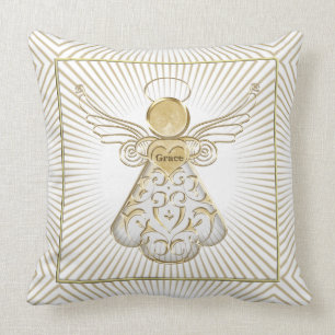 Christmas Angel of Grace Geometric Holiday Cushion