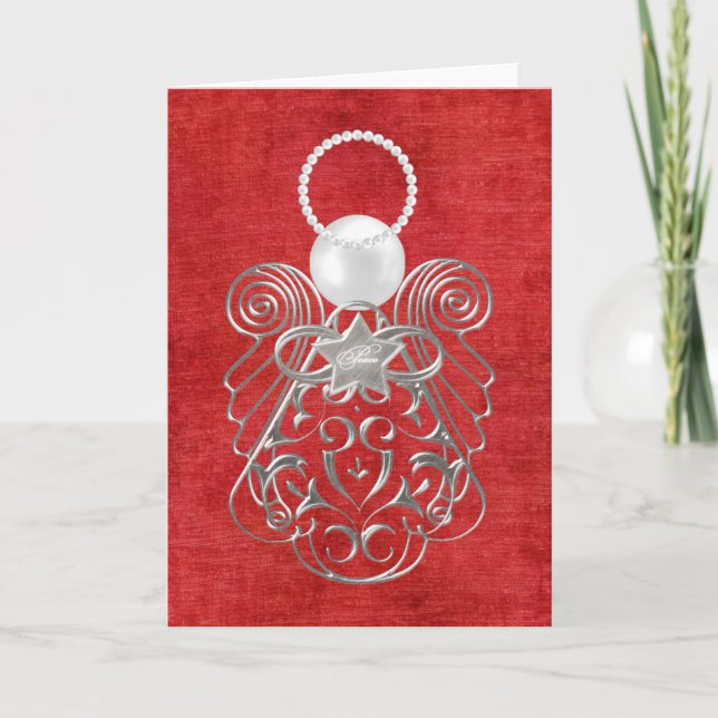 Christmas Angel of Peace Card - Red (Front)