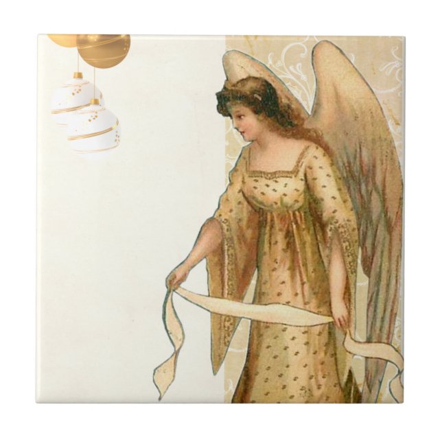 Christmas Angel & Ornaments   Ceramic Tile (Front)