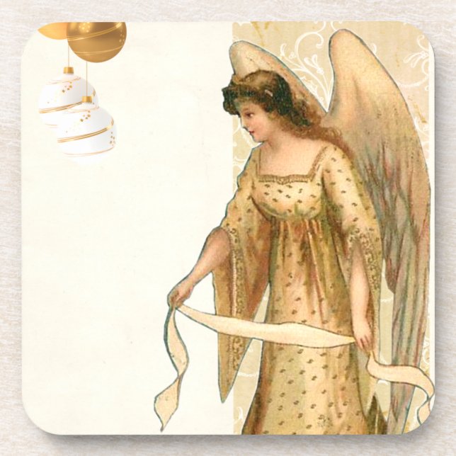 Christmas Angel & Ornaments  Coaster (Front)