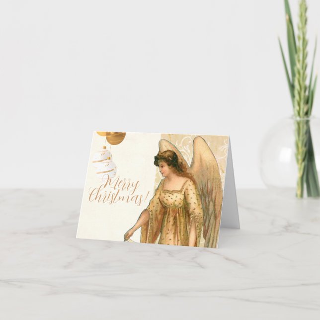 Christmas Angel & Ornaments  Holiday Card (Front)