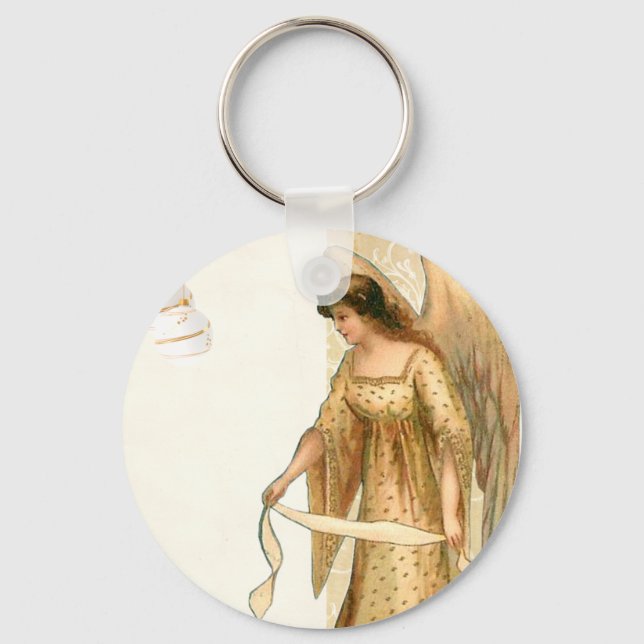 Christmas Angel & Ornaments  Key Ring (Front)