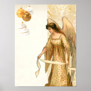 Christmas Angel & Ornaments  Poster