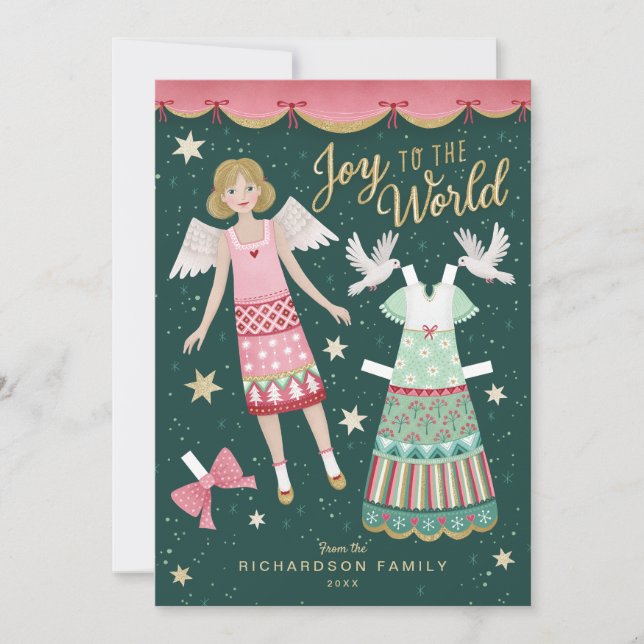 Christmas Angel Paper Doll Holiday Card (Front)