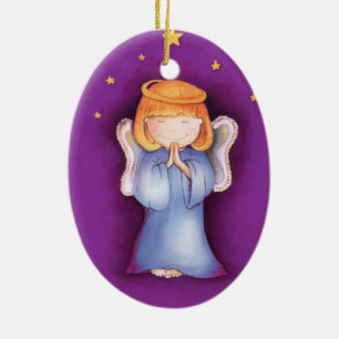 Christmas angel peace, happiness purple ornament