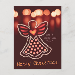 Christmas angel Pearls and candlelight CC0048 Holiday Postcard