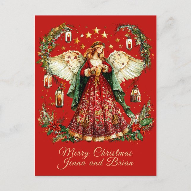 Christmas Angel personalized Holiday Postcard (Front)