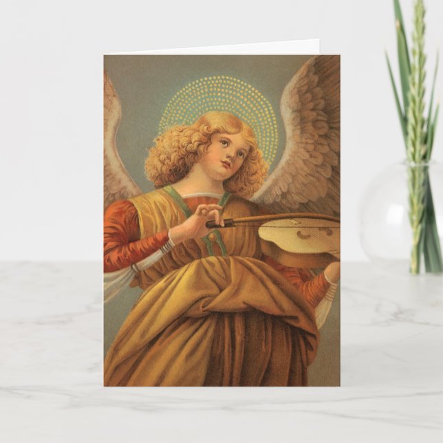 Christmas Angel Playing the Violin by Forli Holiday Card (Front)