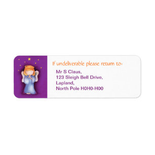 Christmas angel return address labels purple