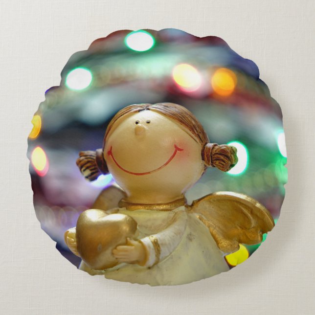 Christmas Angel Round Cushion (Front)