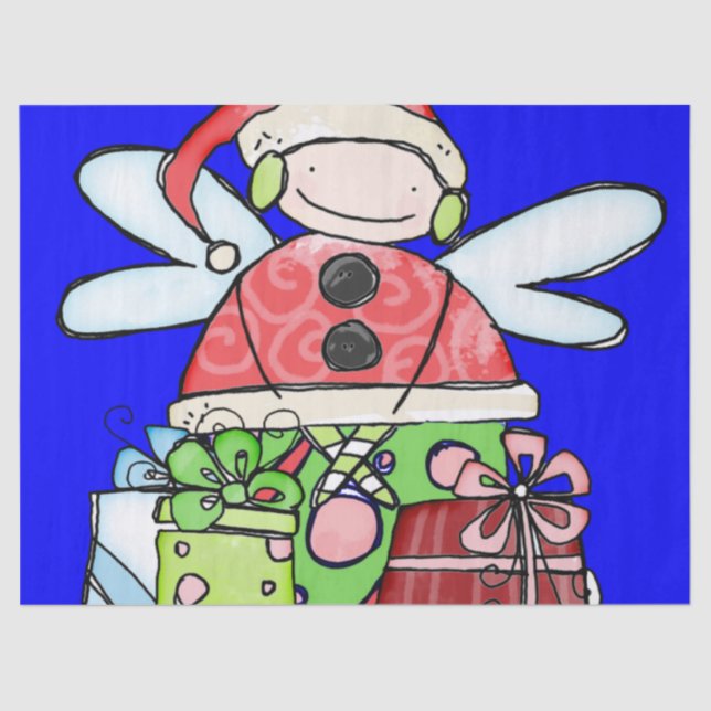 Christmas Angel Santa Tissue Paper Blue (Front)