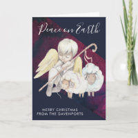 Christmas Angel Shepherd with Lambs Holiday