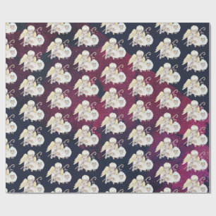 Christmas Angel Shepherd with Lambs Pattern Wrapping Paper
