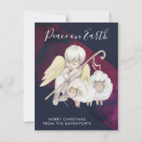 Christmas Angel Shepherd with Lambs Peace on Earth