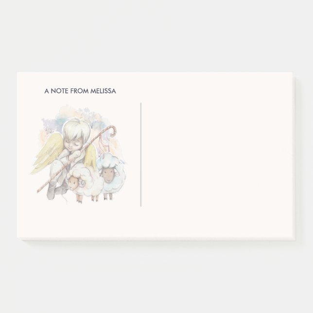 Christmas Angel Shepherd with Lambs Post-it Notes (Front)