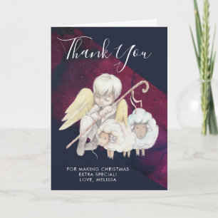 Christmas Angel Shepherd with Lambs Thank You Card